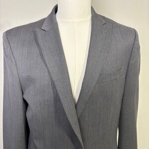 Egara Men's Grey Wool Slim Fit Blazer Suit Jacket Size 42 Long